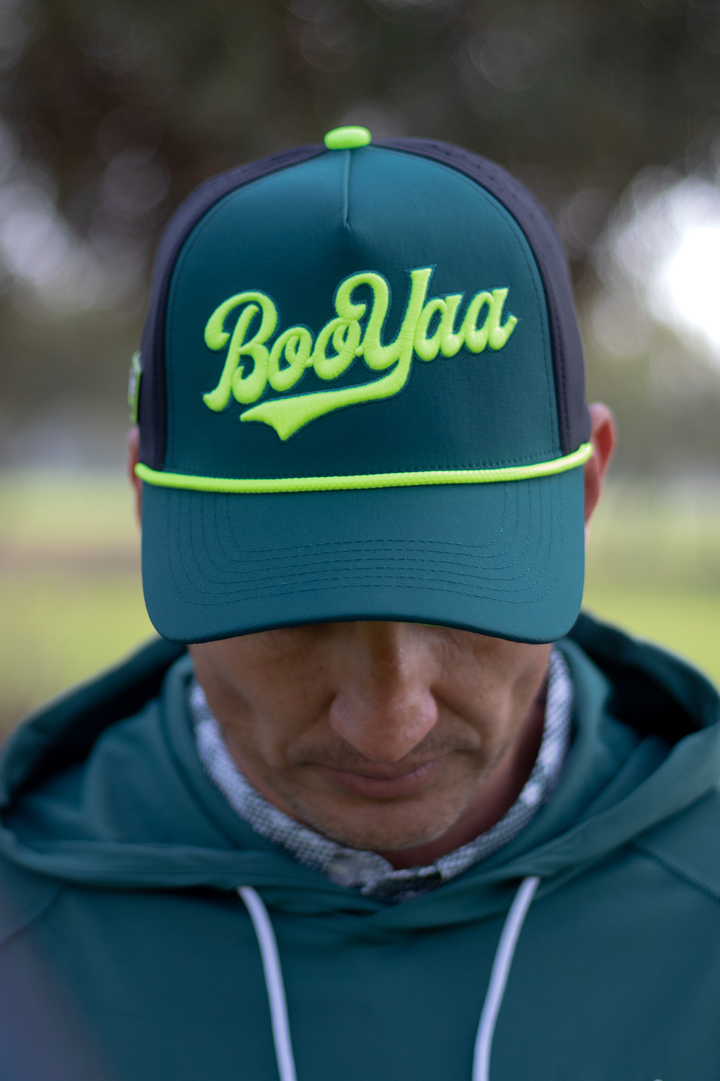 BooYaa Blitz Golf Hat – Forest Green & Neon Lime