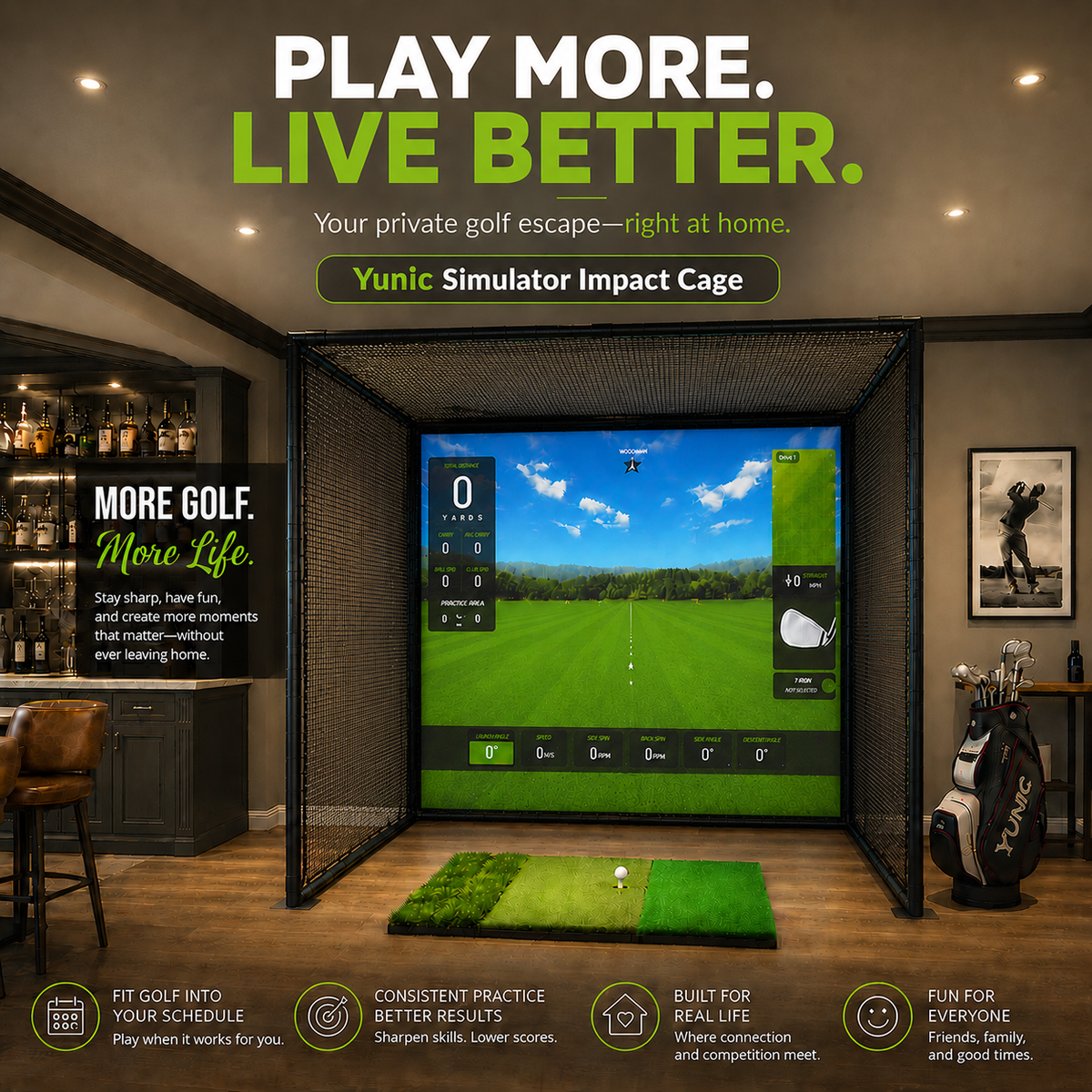 Golf Simulator Cage with Impact Screen – Metal Frame