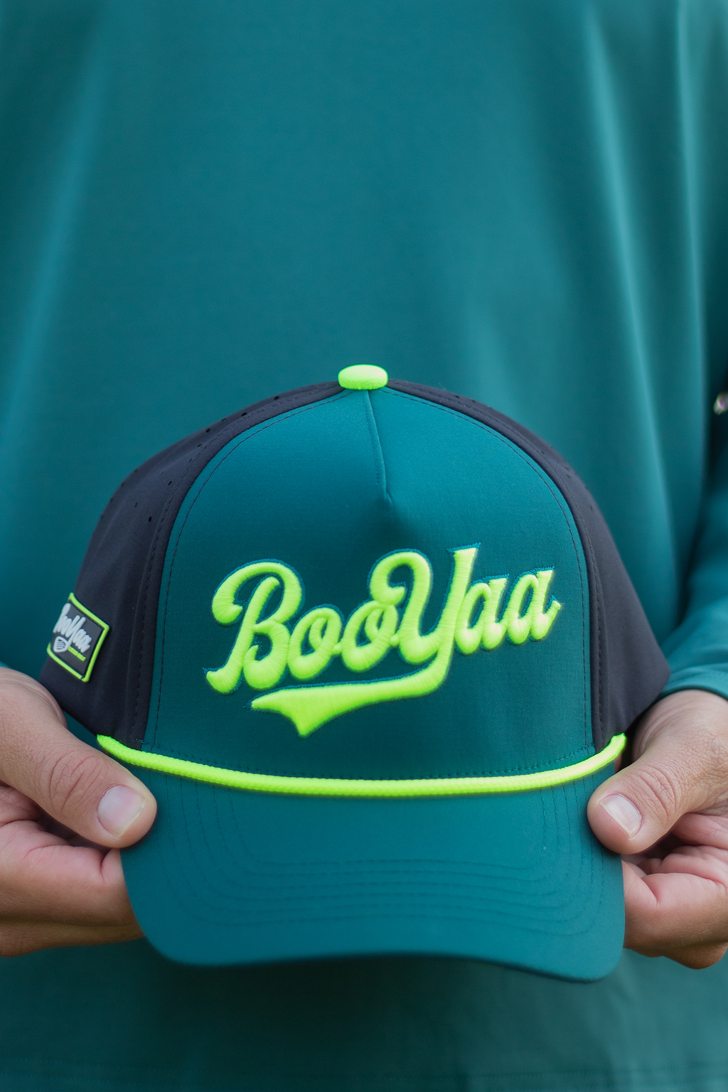 BooYaa Blitz Golf Hat – Forest Green & Neon Lime