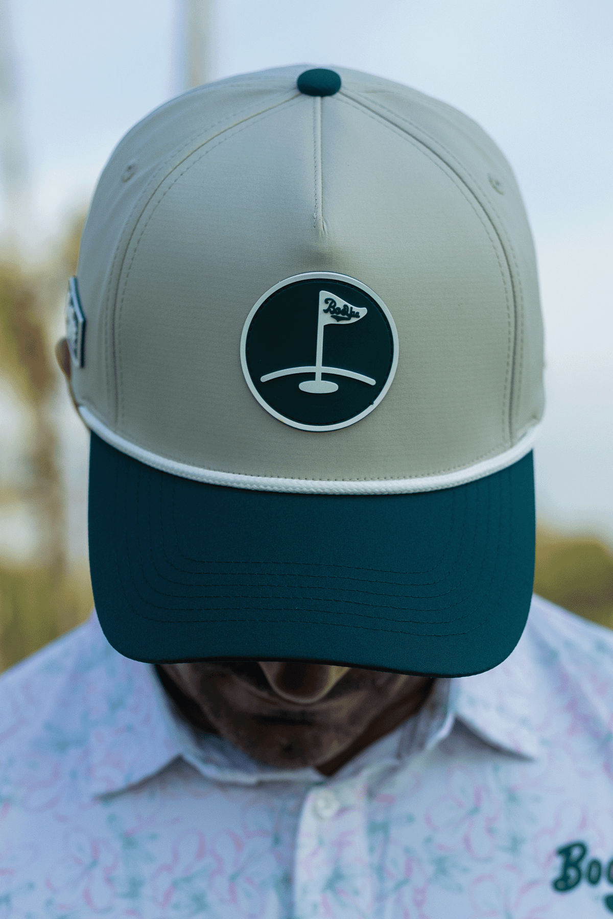 BooYaa Greenside Rope Golf Hat – Stone & Forest Green