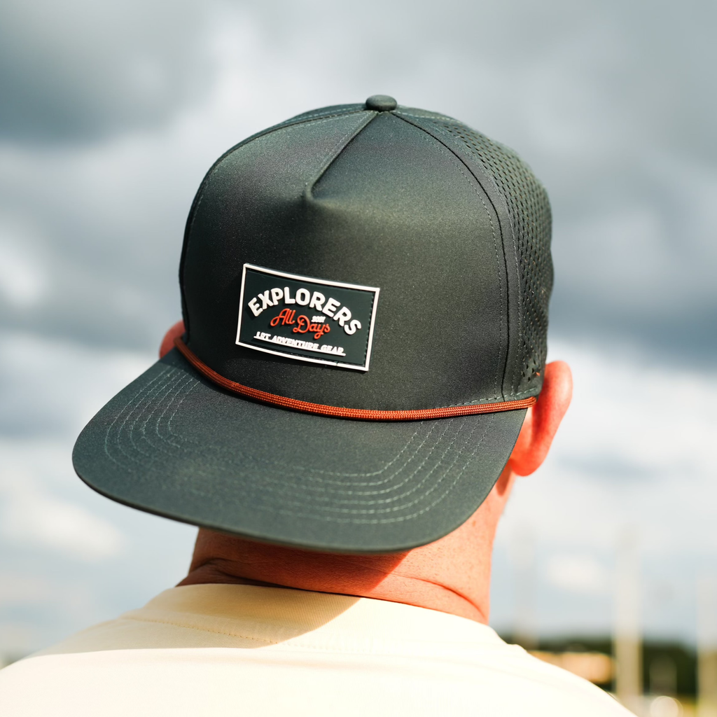 Little Rad Things Waterproof Explorer Snapback Hat - Juniper Green