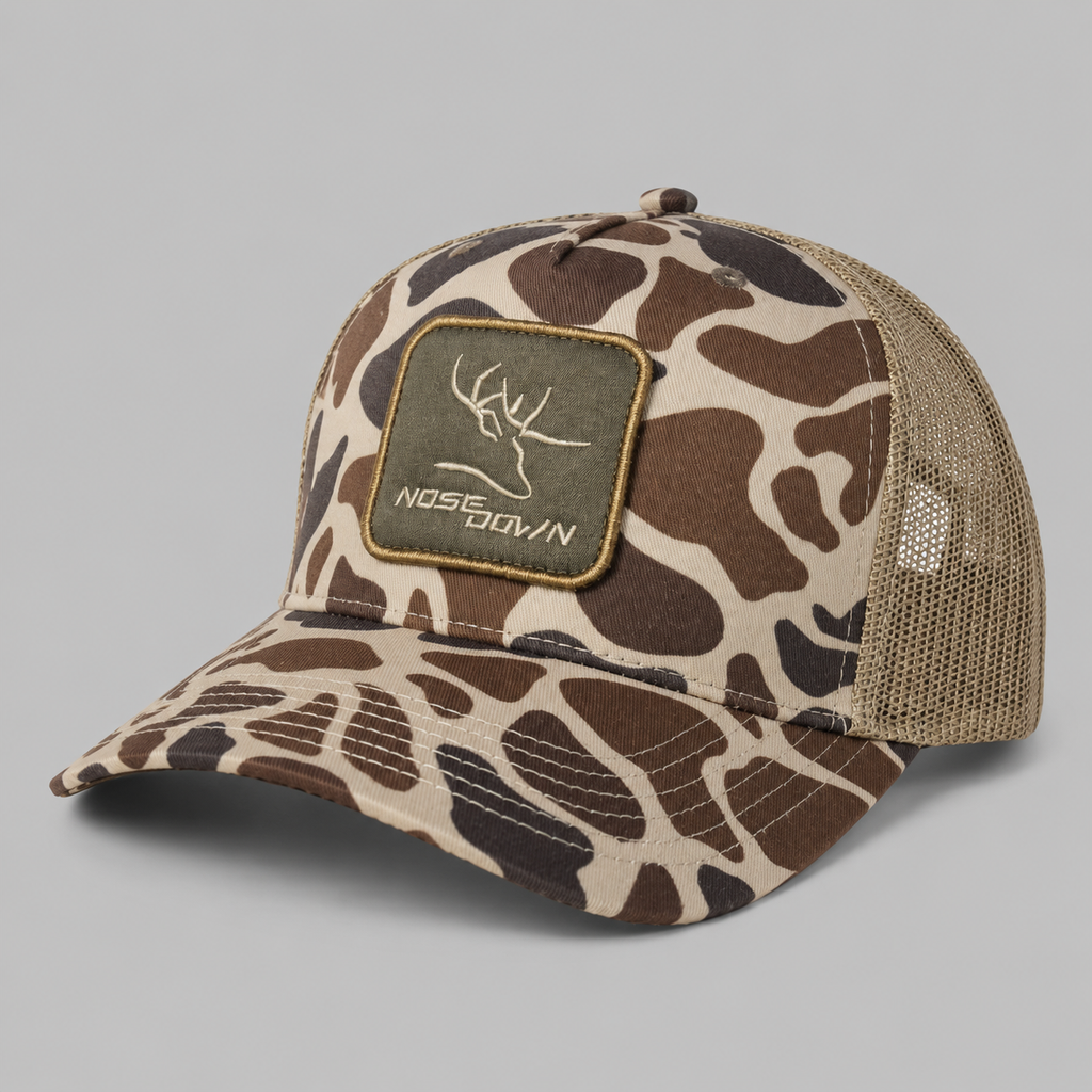 Tan Woven Duck Camo Trucker Hat