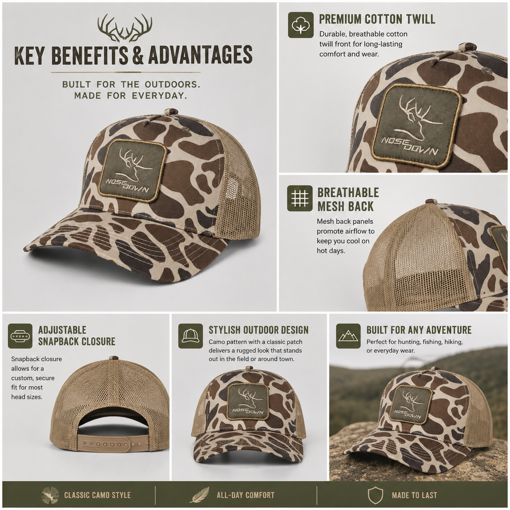 Tan Woven Duck Camo Trucker Hat