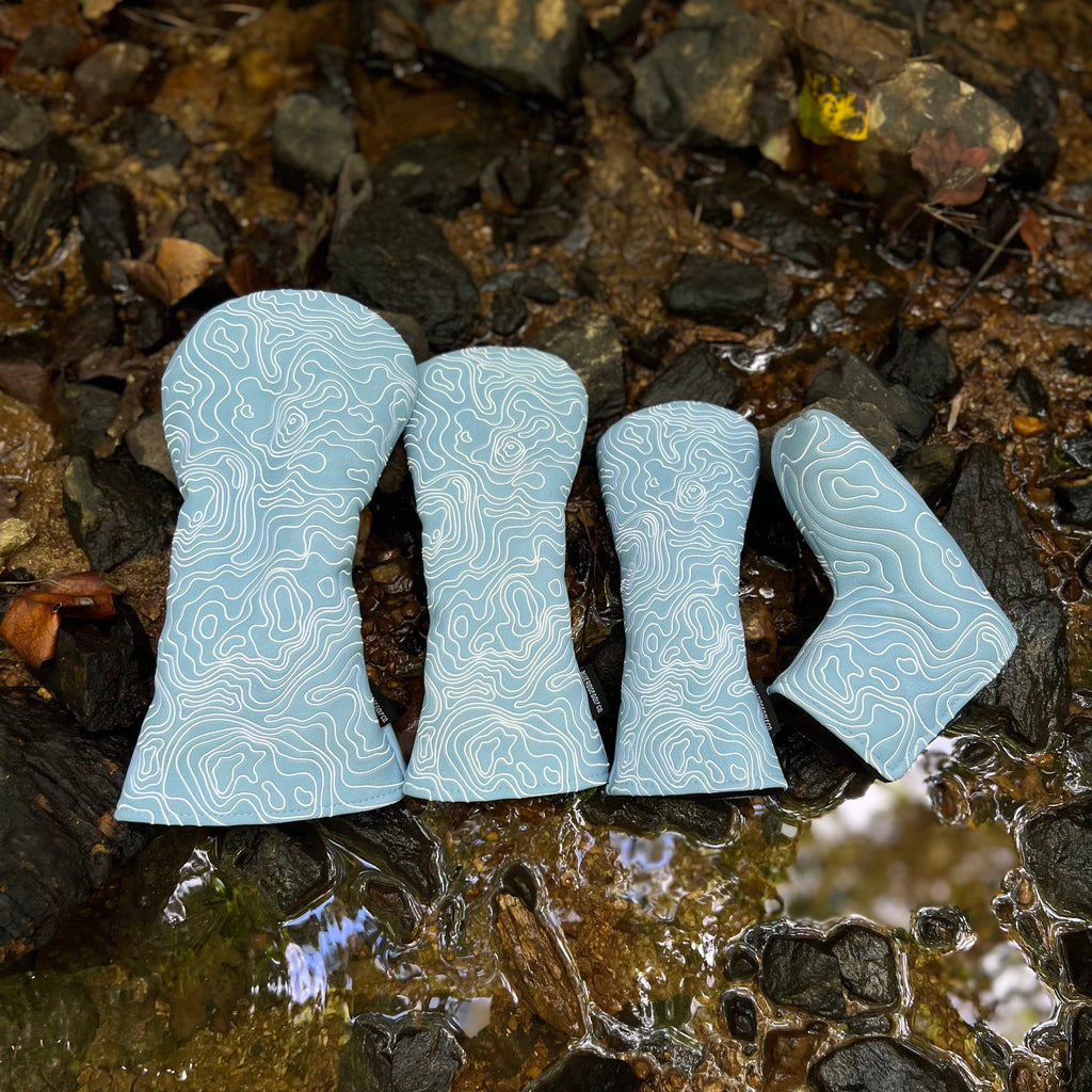Topographic Headcover – Carolina Blue / White