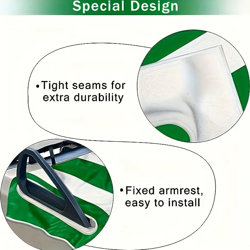 Striped Golf Cart Seat Towel Cover, Microfiber, Green and White