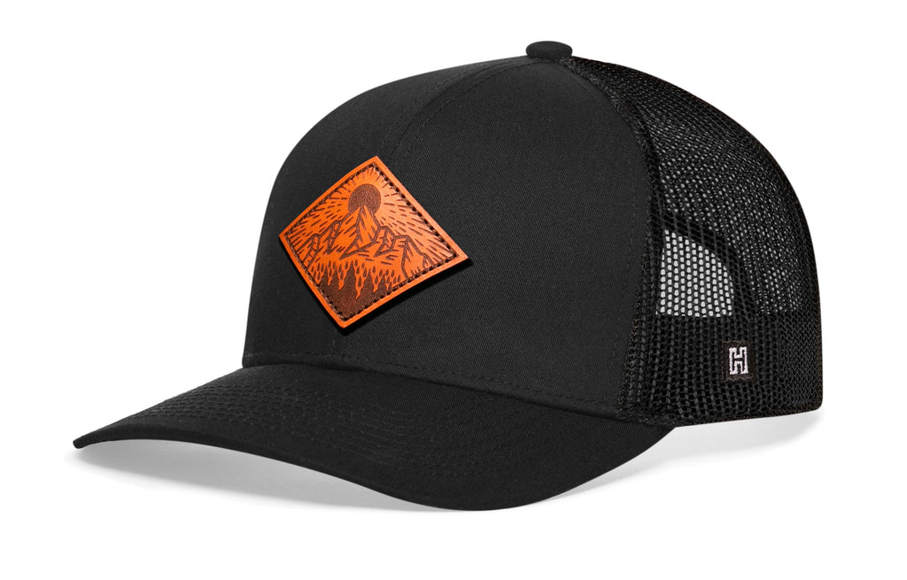 Diamond Mountain & Trees Leather Trucker Hat