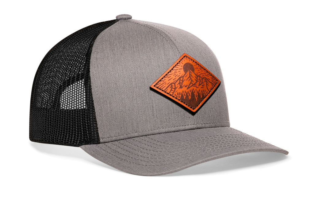 Diamond Mountain & Trees Leather Trucker Hat