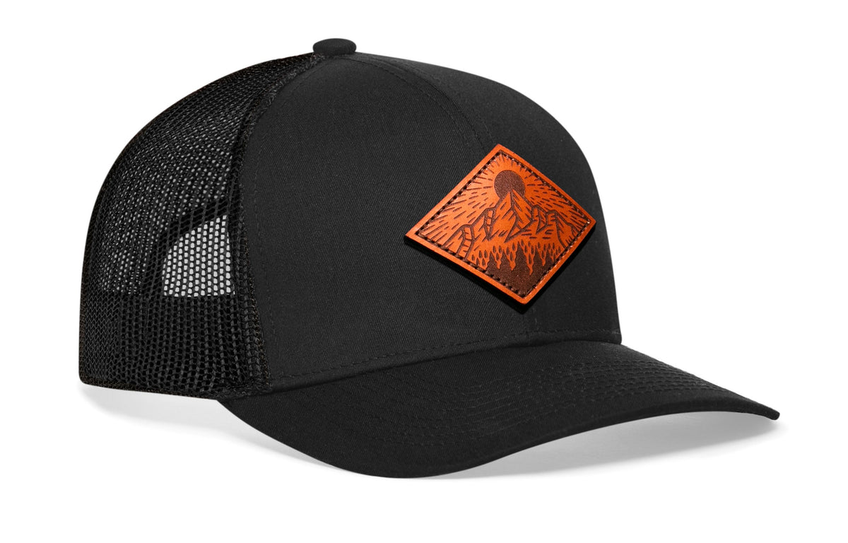 Diamond Mountain & Trees Leather Trucker Hat
