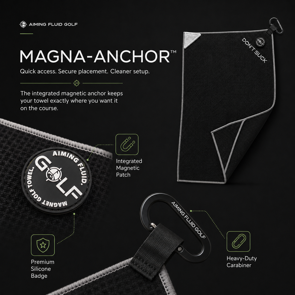 Don't Suck Magna-Anchor™ Stubby Magnetic Golf Towel - Black / Grey