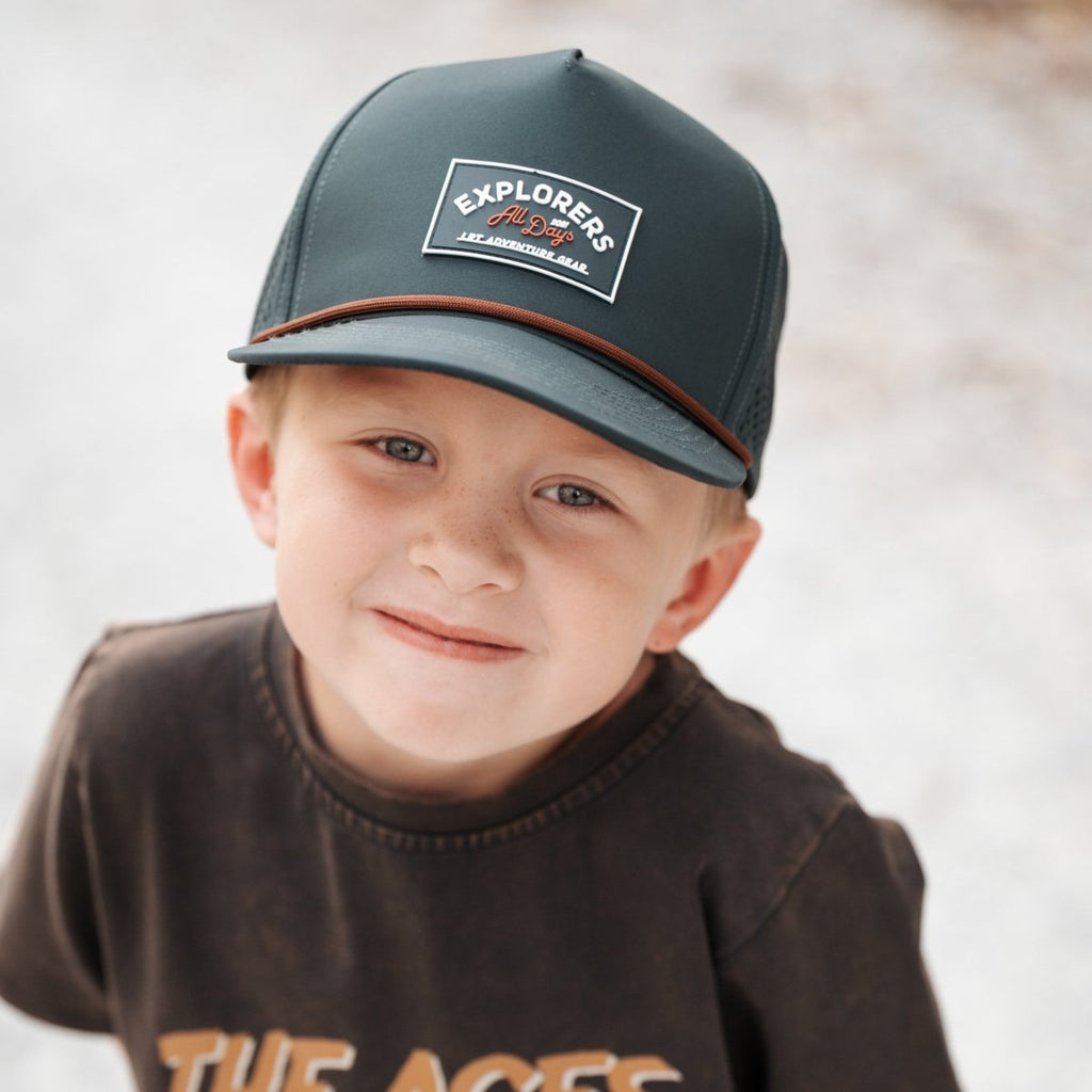 Little Rad Things Waterproof Explorer Snapback Hat - Juniper Green