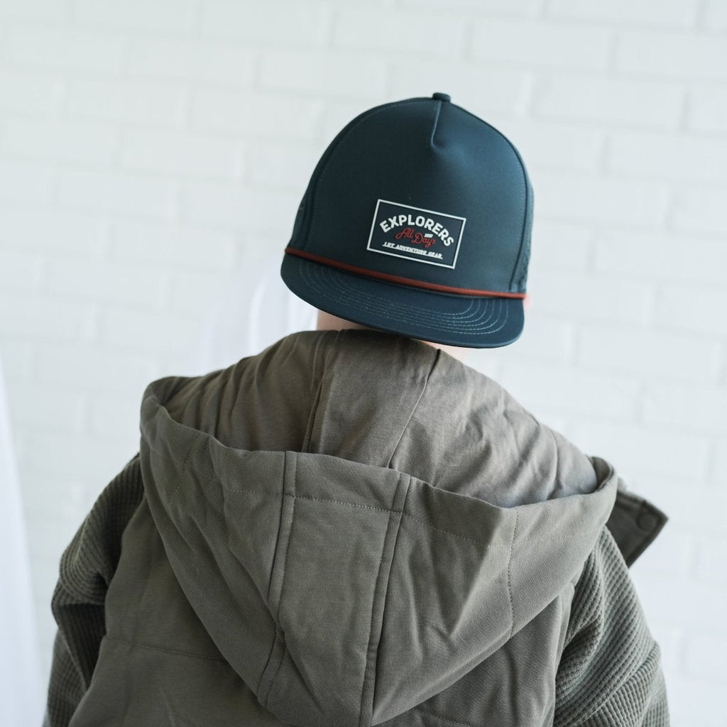 Little Rad Things Waterproof Explorer Snapback Hat - Juniper Green