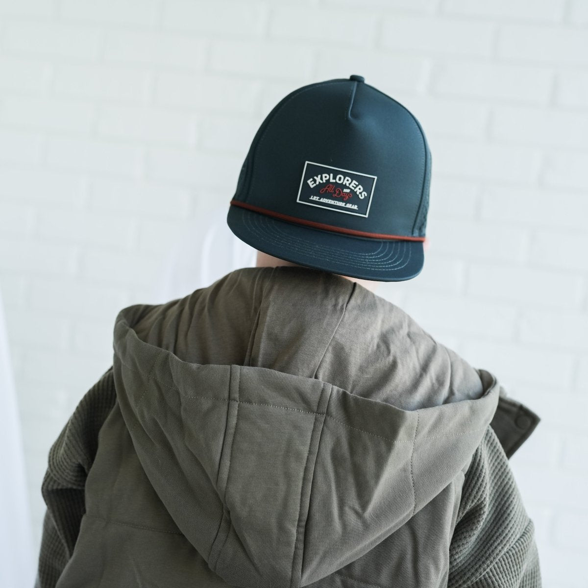 Little Rad Things Waterproof Explorer Snapback Hat - Juniper Green