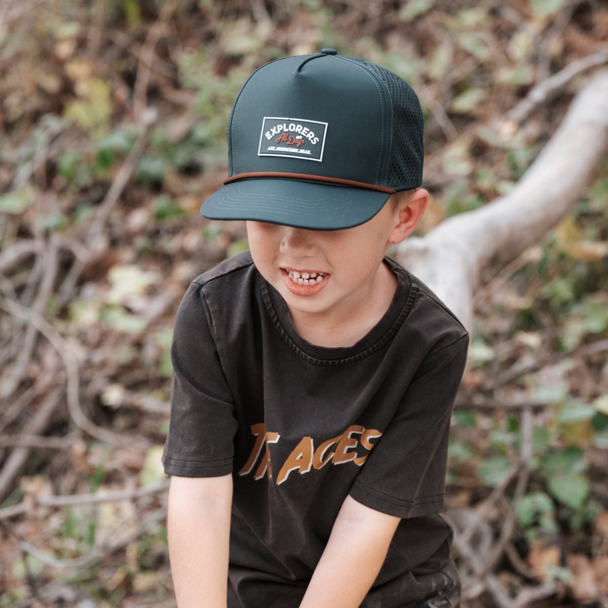 Little Rad Things Waterproof Explorer Snapback Hat - Juniper Green