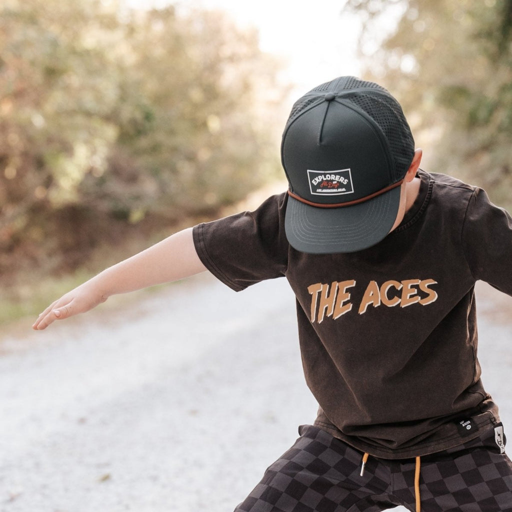 Little Rad Things Waterproof Explorer Snapback Hat - Juniper Green